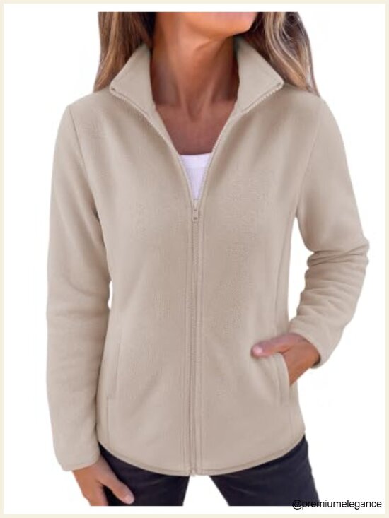 Jackets & Blazers - Lightweight Full Zip Up Fleece Jacket with Pockets Long Sleeve Hiking Athletic